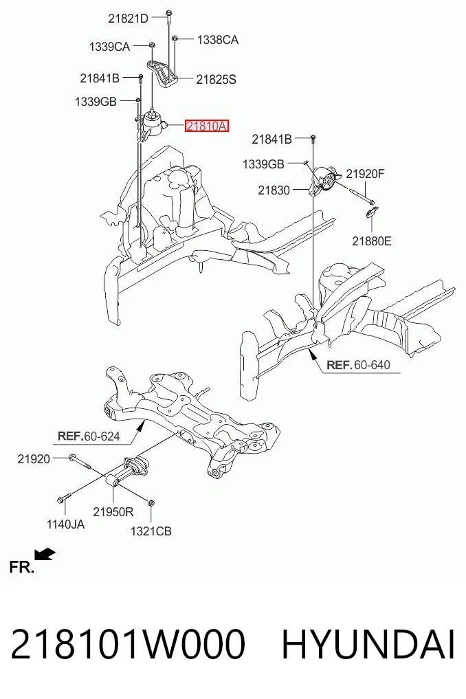 218101W000 Hyundai/Kia Soporte de motor derecho
