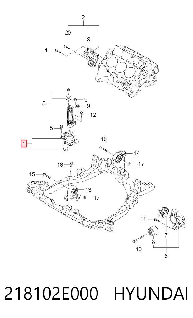 218102E000 Hyundai/Kia Soporte de motor derecho