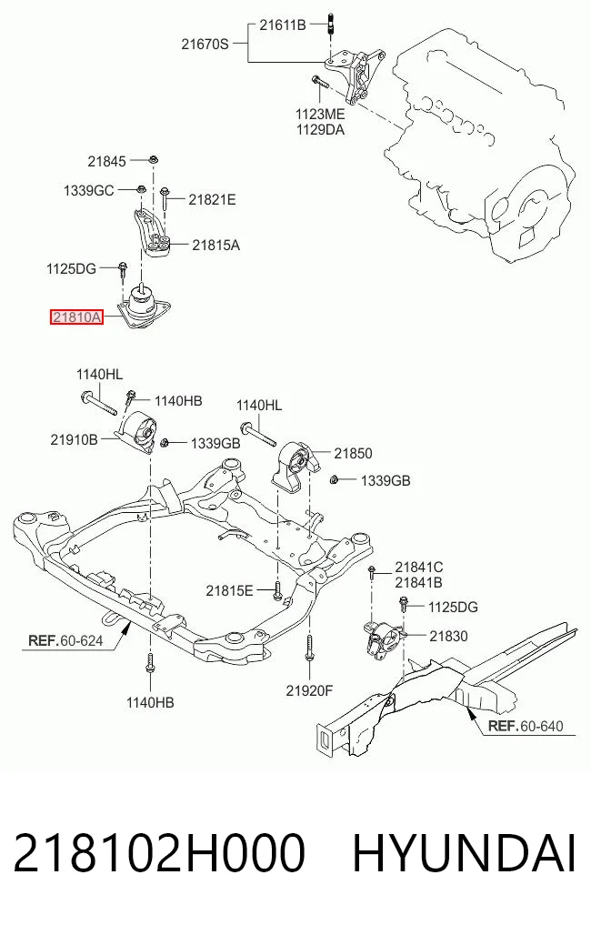 218102H000 Hyundai/Kia Soporte de motor derecho