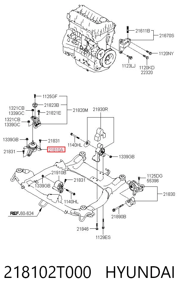 218102T000 Hyundai/Kia Soporte de motor derecho