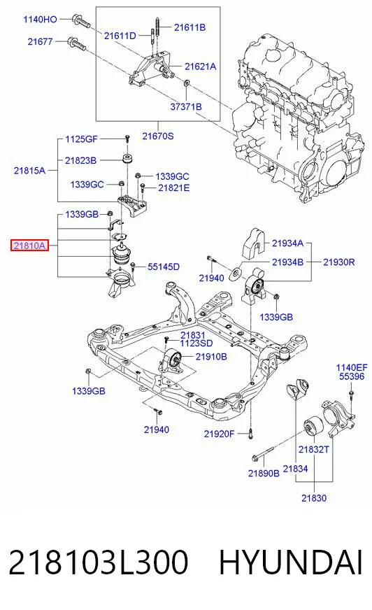 218103L300 Hyundai/Kia Soporte de motor derecho
