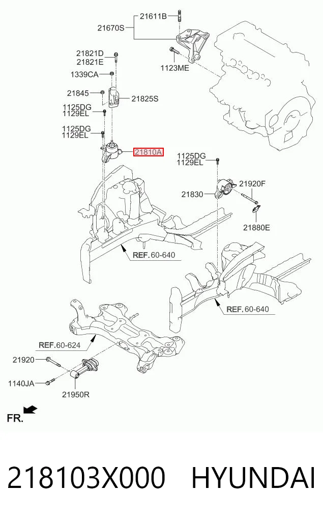218103X000 Hyundai/Kia Soporte de motor derecho