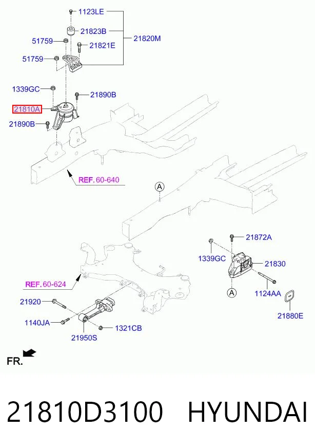 21810D3100 Hyundai/Kia Soporte de motor derecho