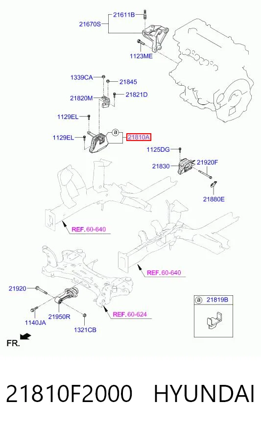 21810F2000 Hyundai/Kia Soporte de motor derecho