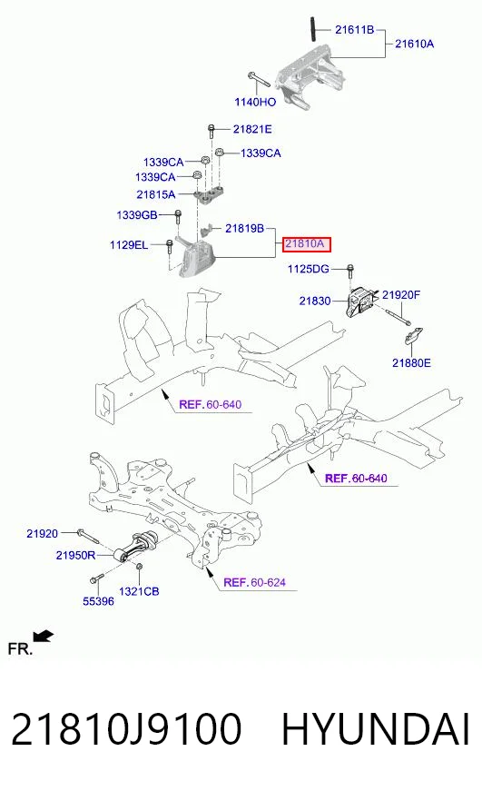 21810J9100 Hyundai/Kia Soporte de motor derecho