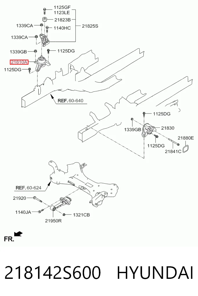 218142S600 Hyundai/Kia Soporte de motor derecho