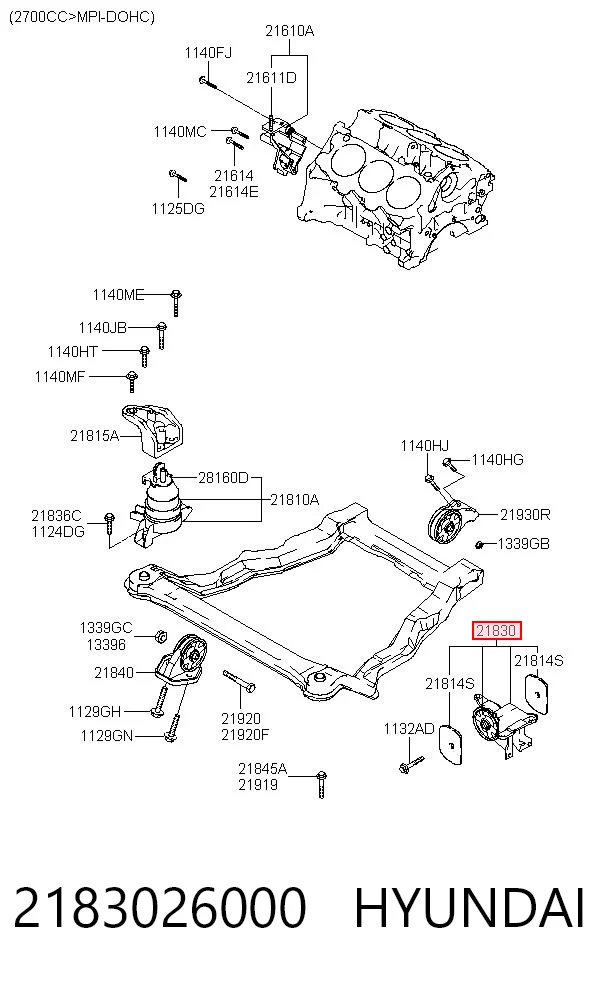 Soporte de caja de velocidades para Hyundai Santa Fe I SM