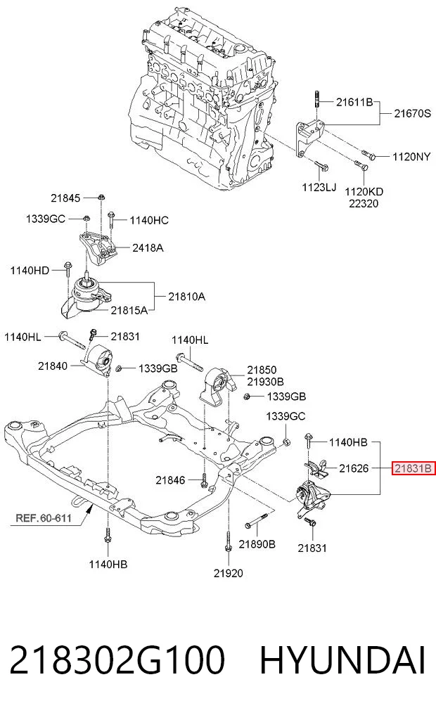Soporte izquierdo del motor 218302G100 HYUNDAI