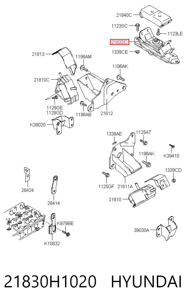 Soporte trasero del motor 21830H1020 HYUNDAI