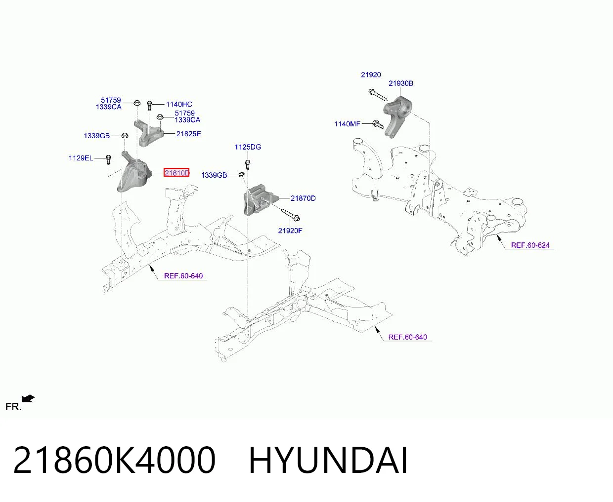 21860K4000 Hyundai/Kia Soporte de motor derecho