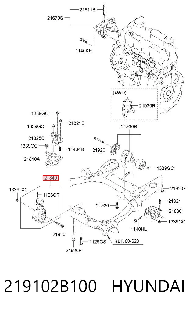 219102B100 Hyundai/Kia Soportes de motor delantero
