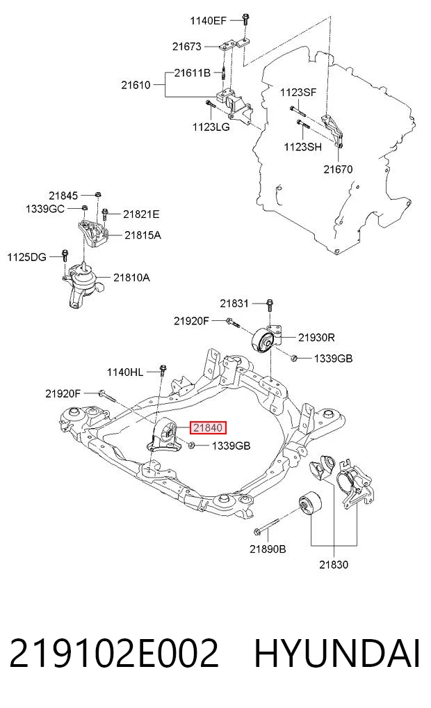 219102E002 Hyundai/Kia Soportes de motor delantero