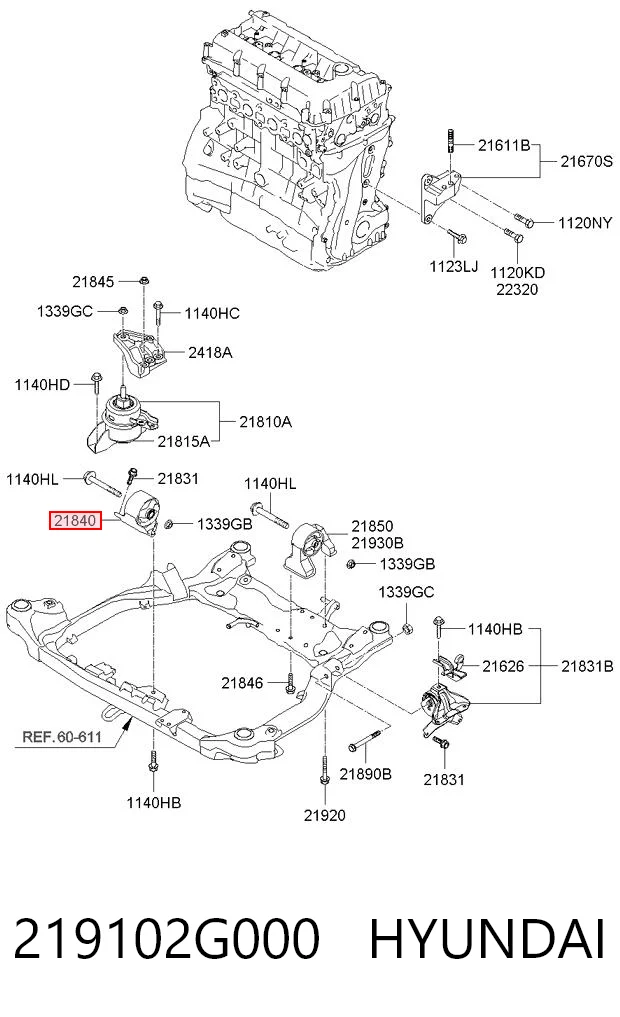219102G000 Hyundai/Kia Soportes de motor delantero
