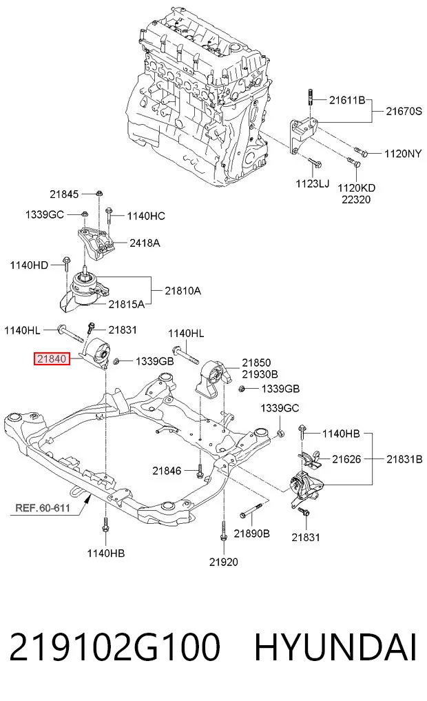 219102G100 Hyundai/Kia Soportes de motor delantero