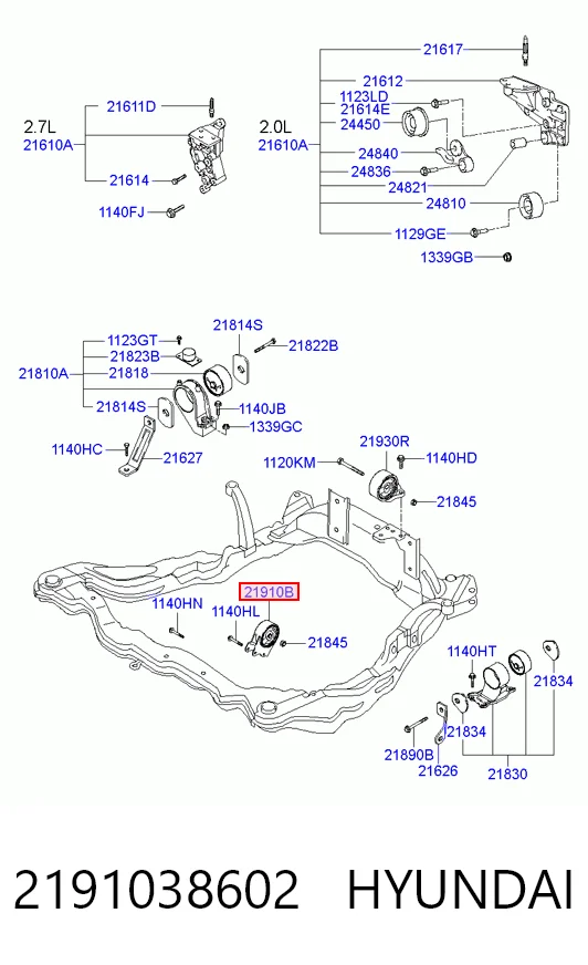 Soporte de motor delantero Hyundai Sonata IV sedán (EU4) (2001 - 2005) precio, desde 47,99 EUR