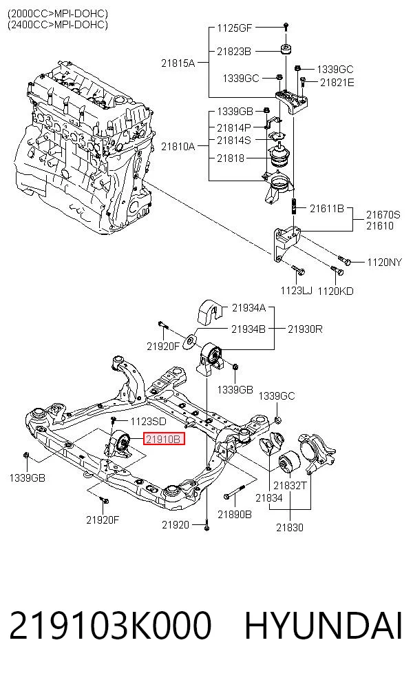 219103K000 Hyundai/Kia Soportes de motor delantero