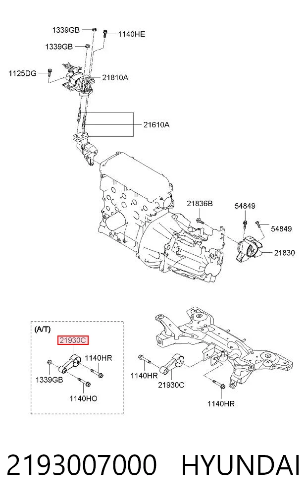 Soporte trasero del motor 2193007000 HYUNDAI