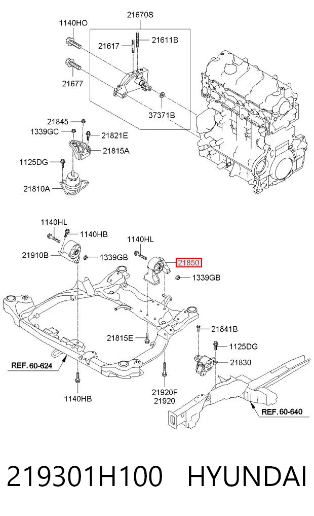 219301H100 Hyundai/Kia Taco de motor
