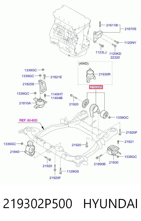 219302P500 Hyundai/Kia Taco de motor