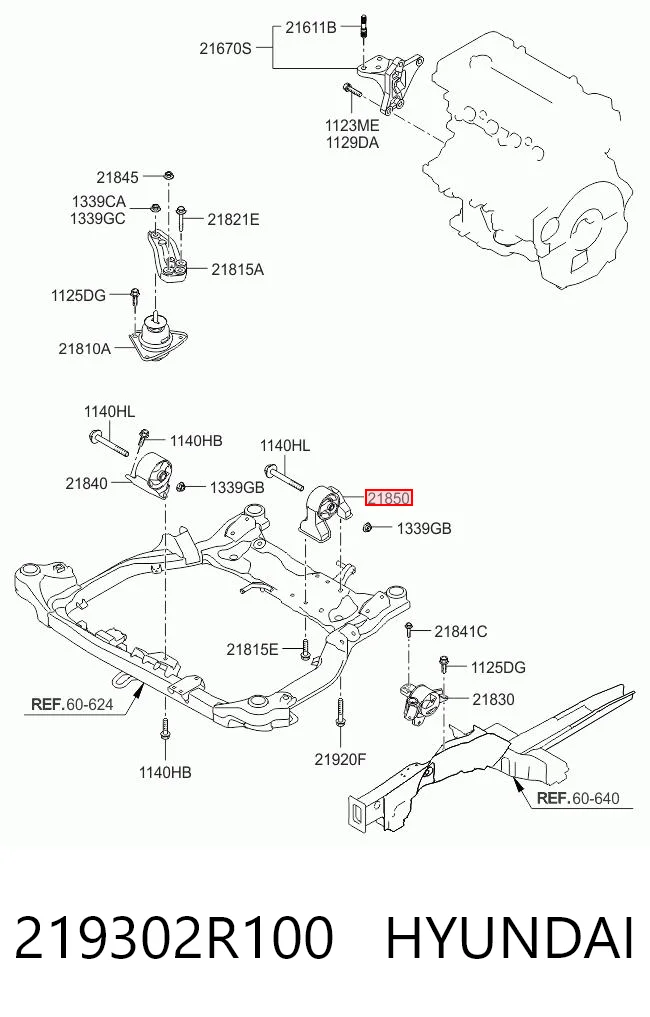 219302R100 Hyundai/Kia Taco de motor