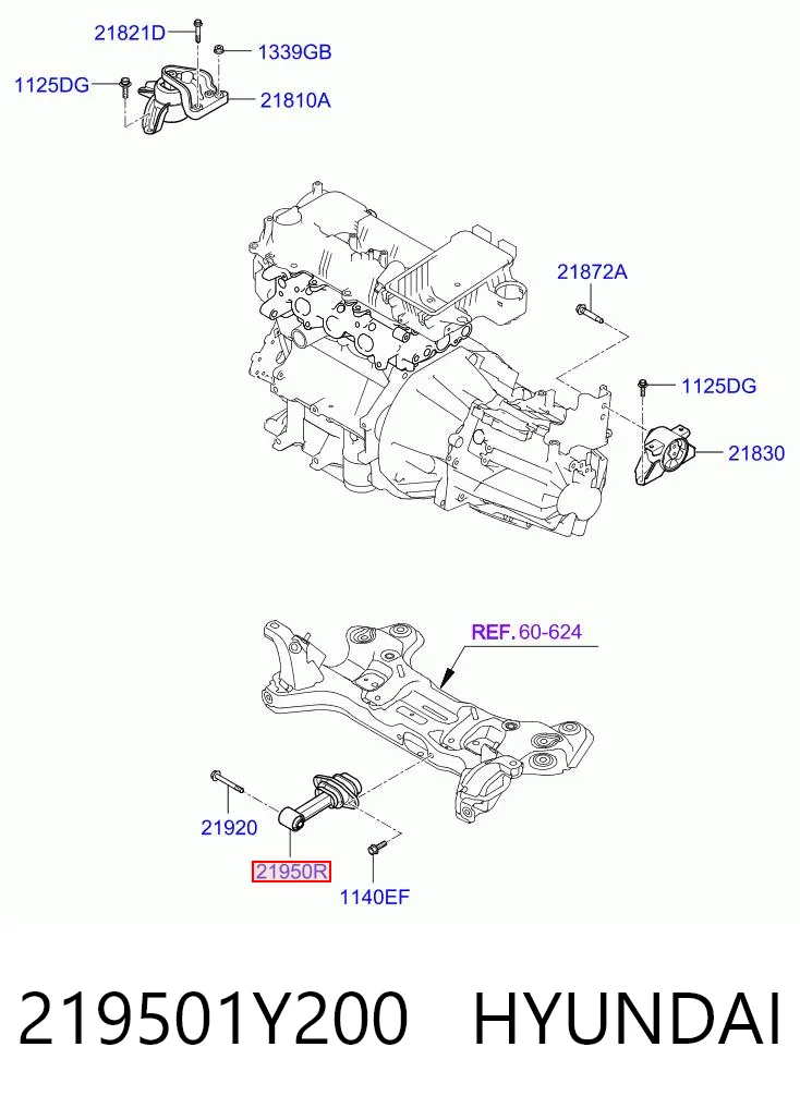 219501Y200 Hyundai/Kia Soporte inferior del motor