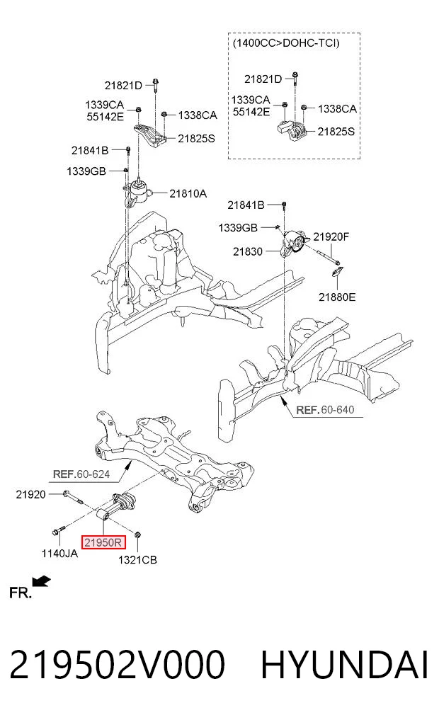 219502V000 Hyundai/Kia Soporte inferior del motor