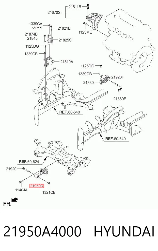 21950A4000 Hyundai/Kia Soportes de motor delantero