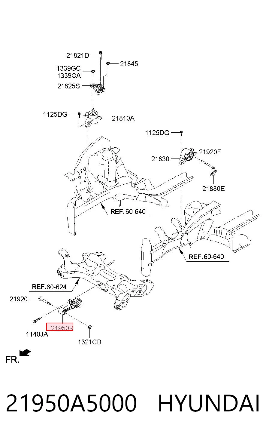 21950A5000 Hyundai/Kia Soportes de motor delantero