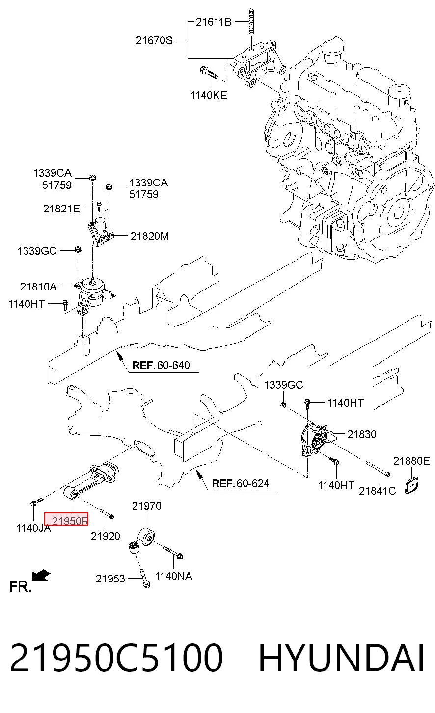 21950C5100 Hyundai/Kia Soportes de motor delantero