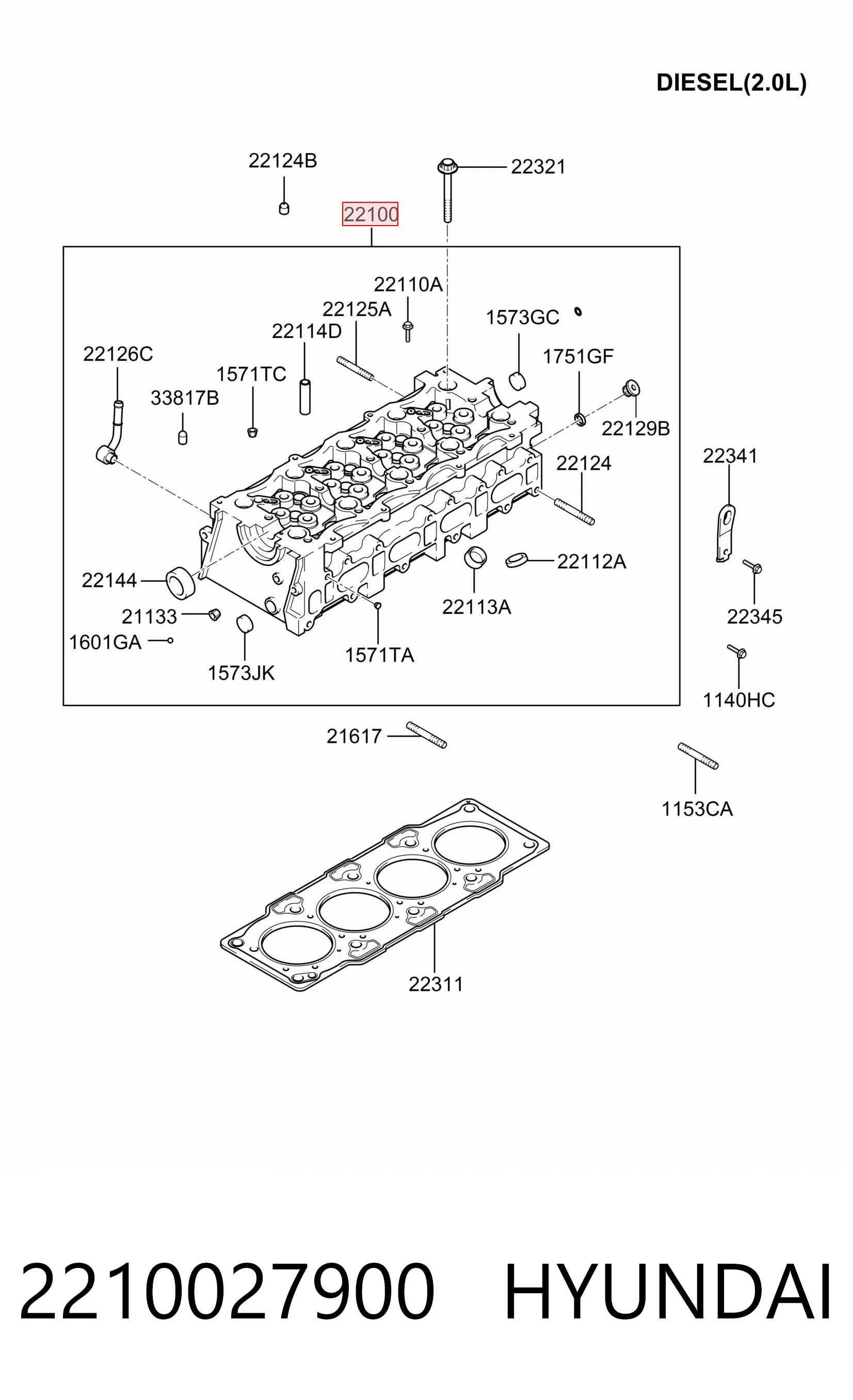 Culata 2210027900 HYUNDAI