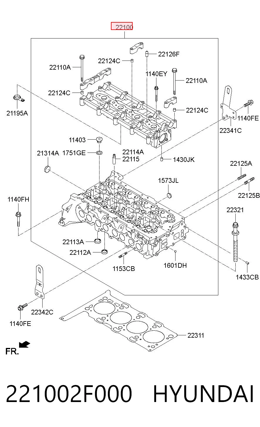 221002F000 Hyundai/Kia Cabeza del motor