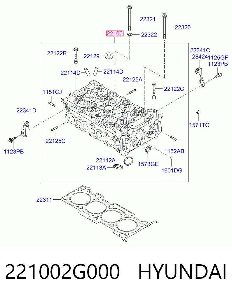 221002G000 Hyundai/Kia Cabeza del motor
