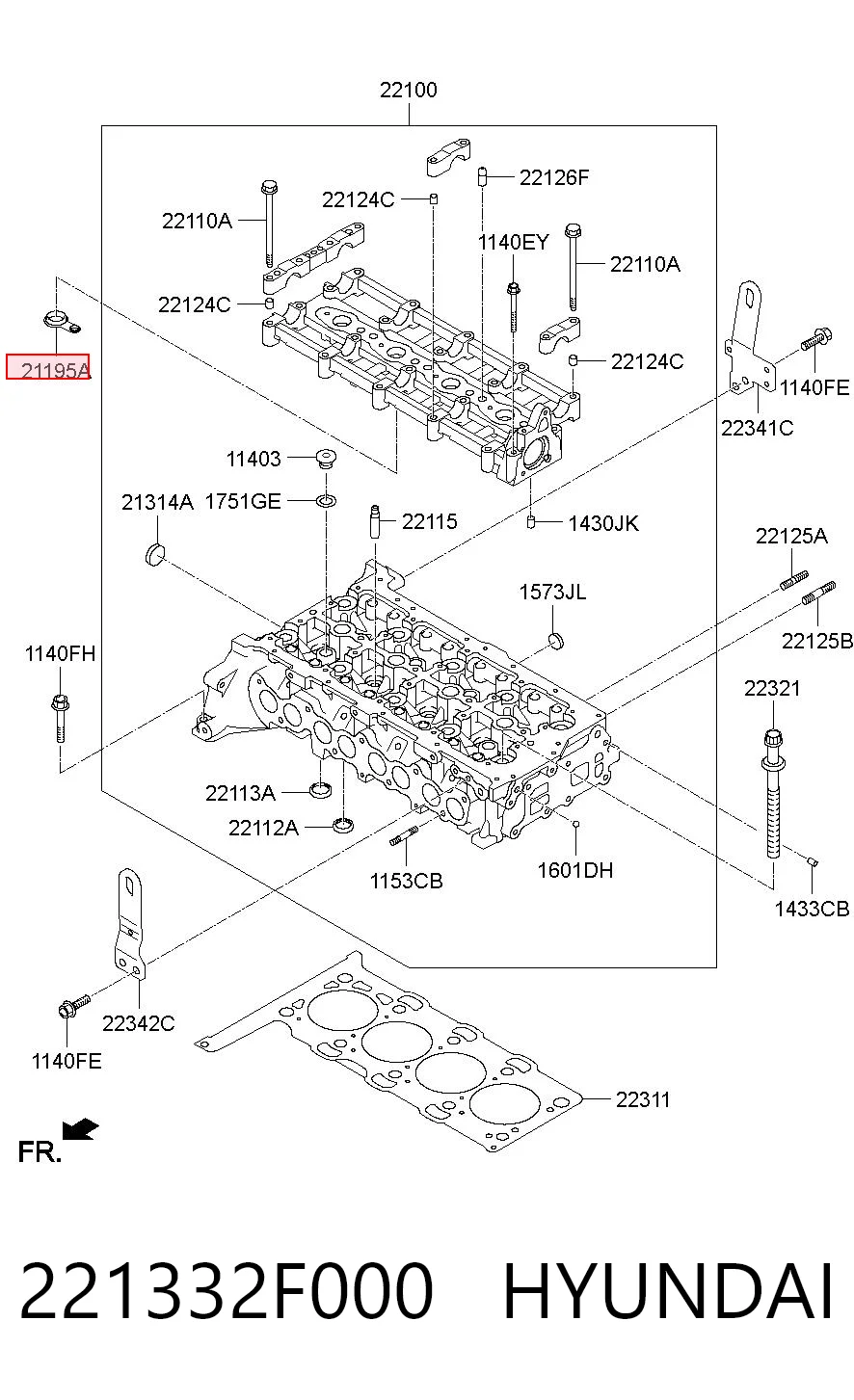 221332F000 Hyundai/Kia Juego de juntas de tapa de balancines