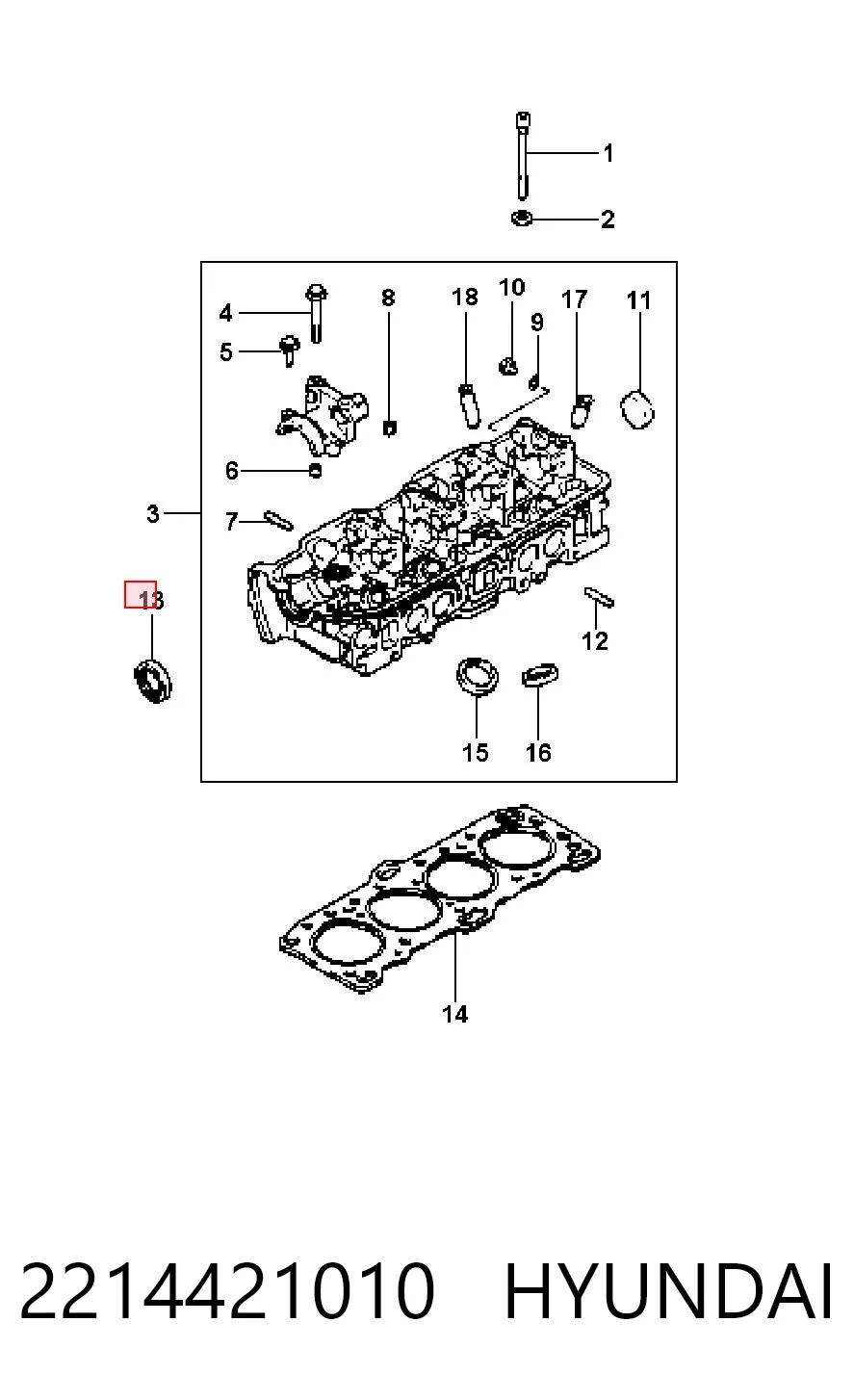 2214421010 Hyundai/Kia Retén del cigüeñal frontal