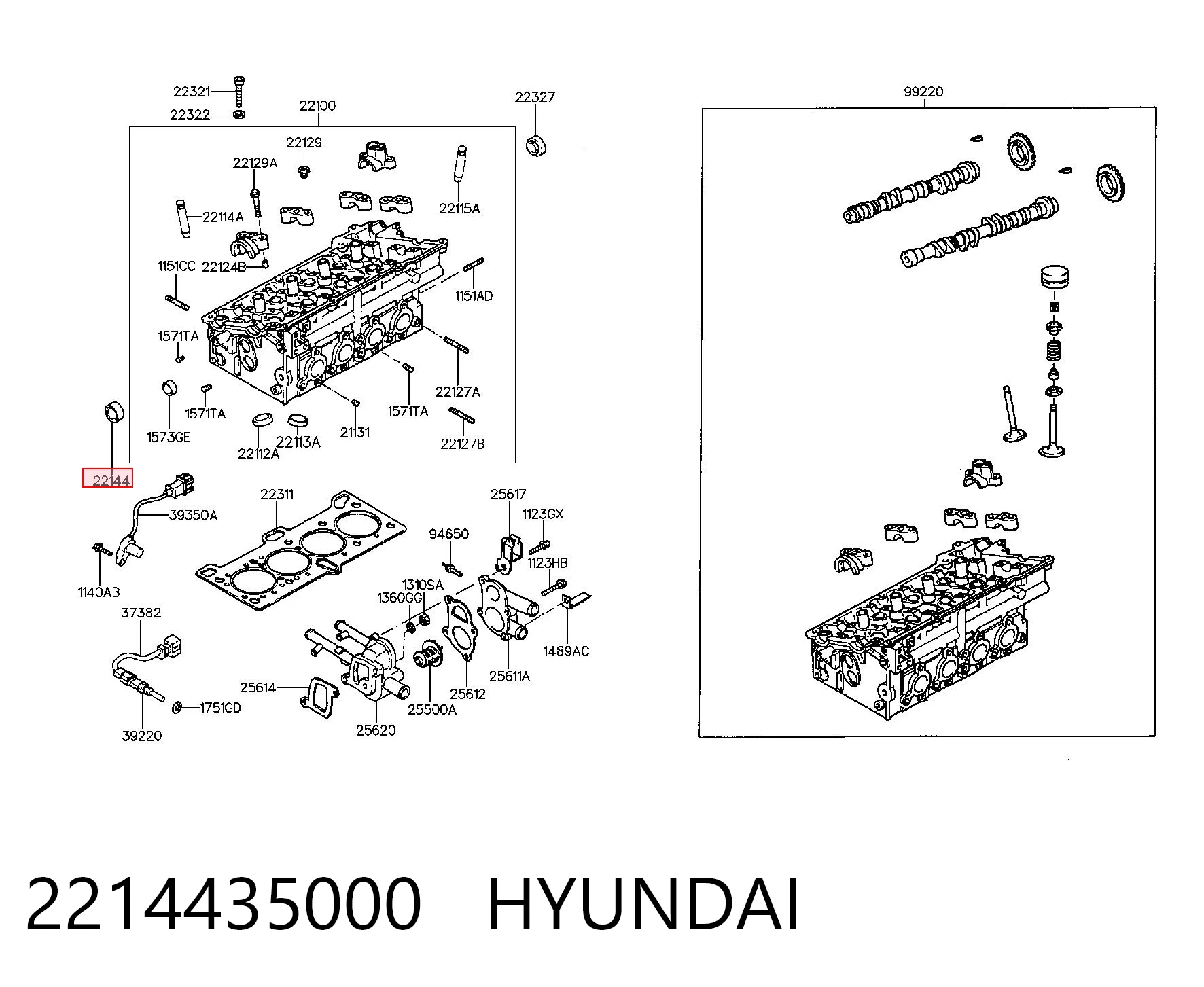 2214435000 Hyundai/Kia Retén de árbol de levas