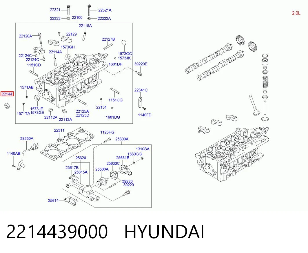 2214439000 Hyundai/Kia Retén de árbol de levas