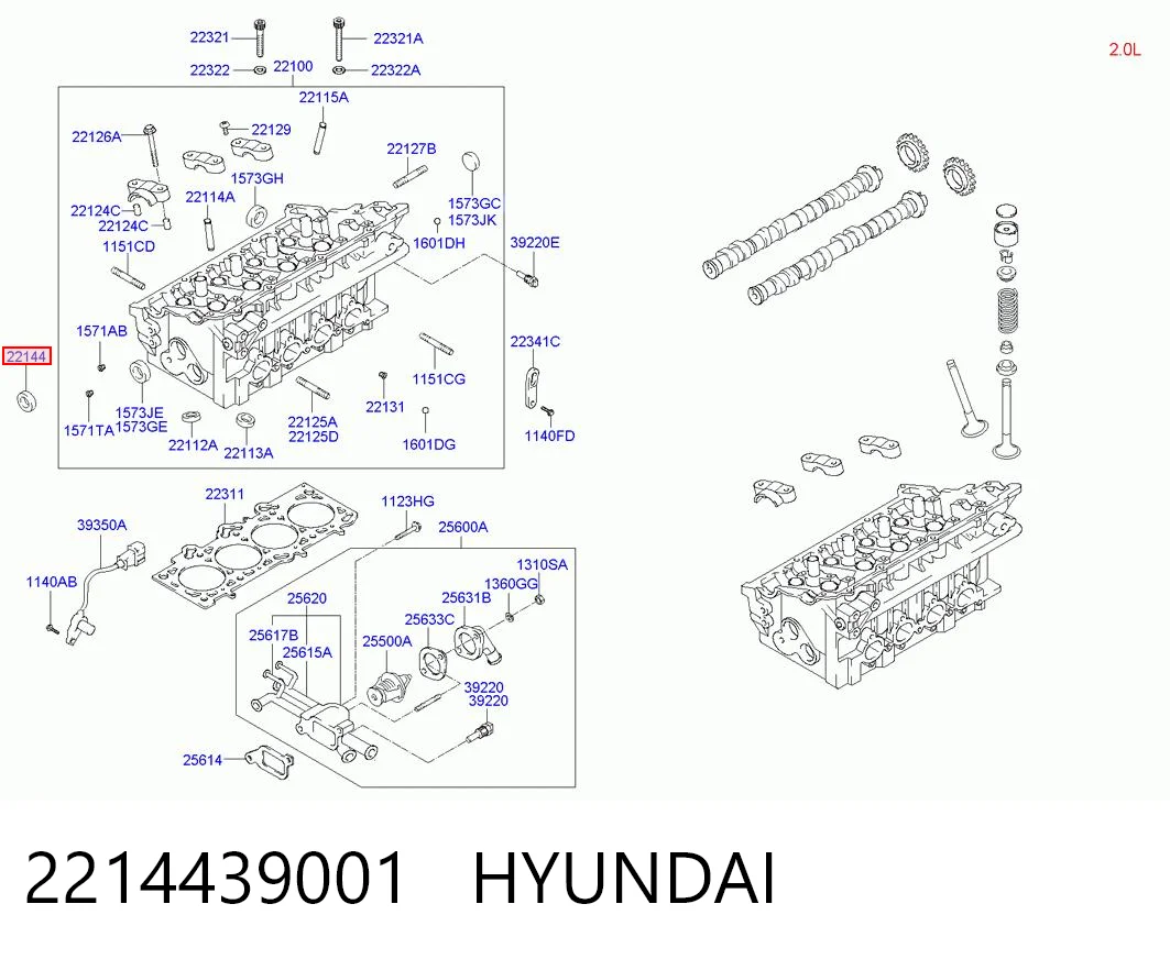 2214439001 Hyundai/Kia Retén de árbol de levas