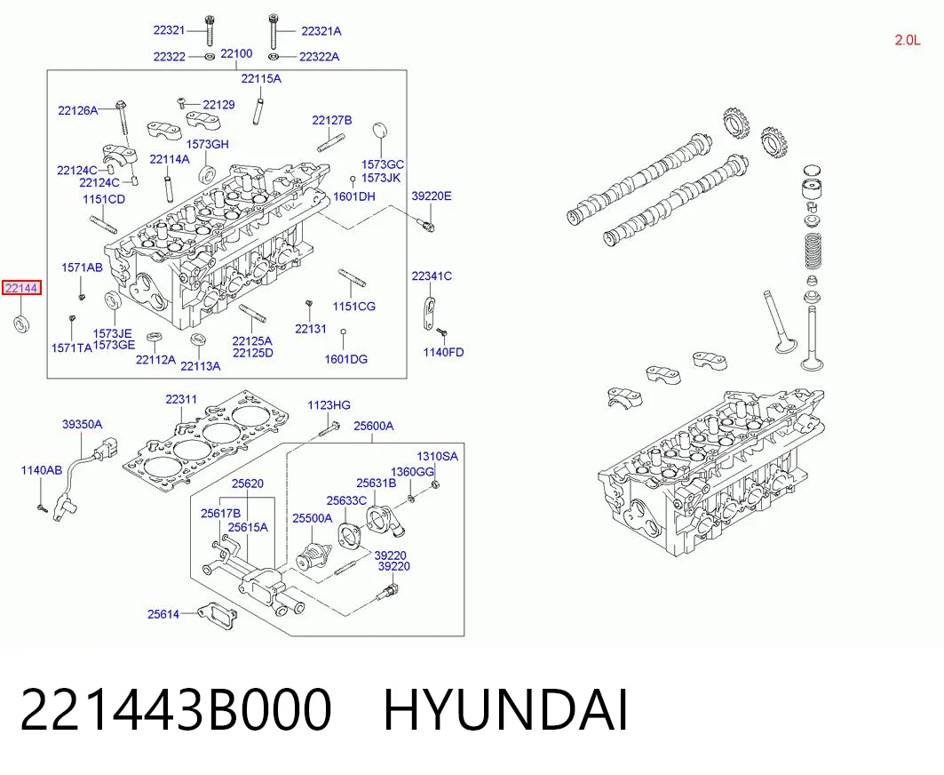 221443B000 Hyundai/Kia Retén de árbol de levas