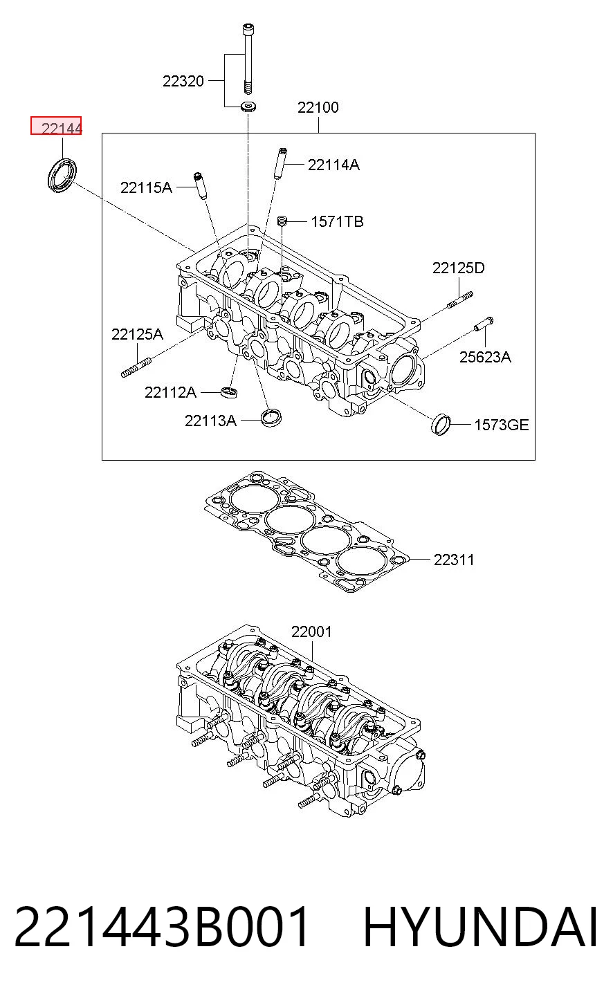 221443B001 Hyundai/Kia Retén de árbol de levas