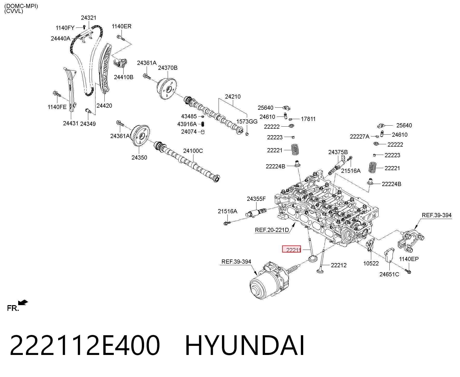 222112E400 Hyundai/Kia Válvula de admisión