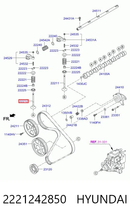 Válvula de escape 2221242850 HYUNDAI