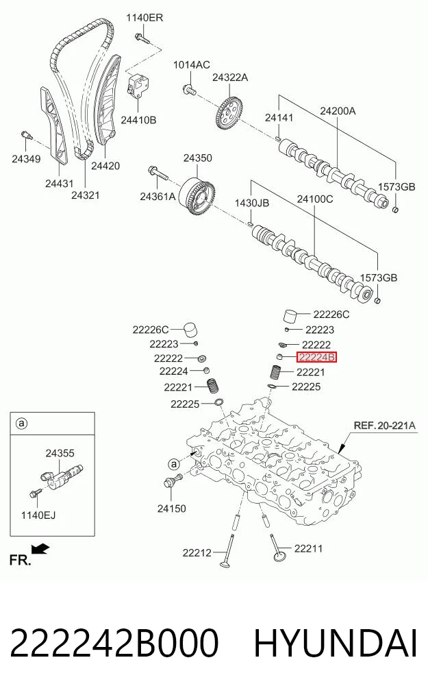 Retén de válvula de escape 222242B000 HYUNDAI