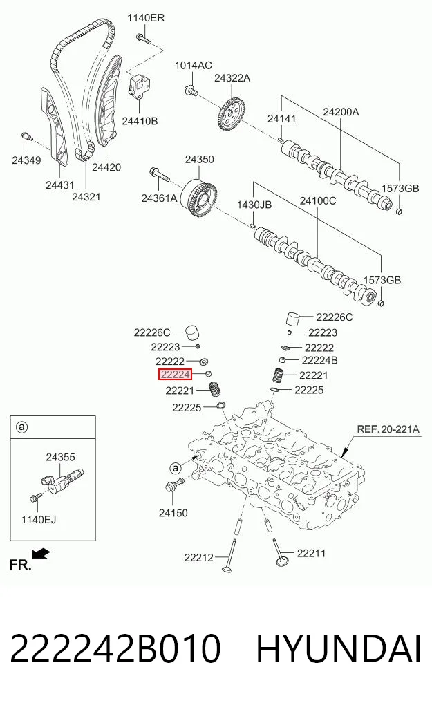 222242B010 Hyundai/Kia Retén de válvula de admisión