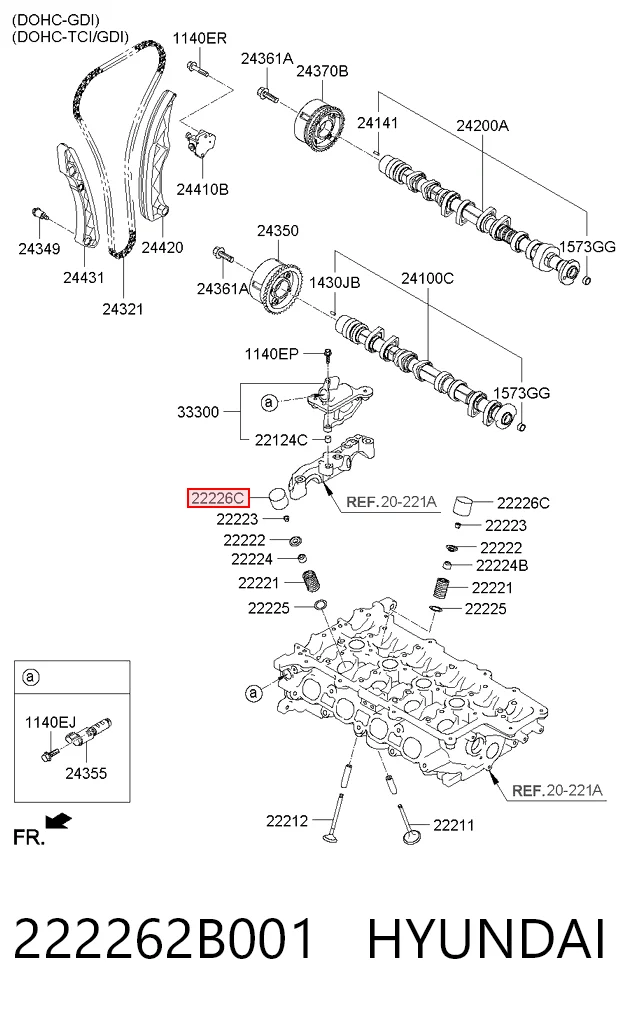 222262B001 Hyundai/Kia Taqués de motor