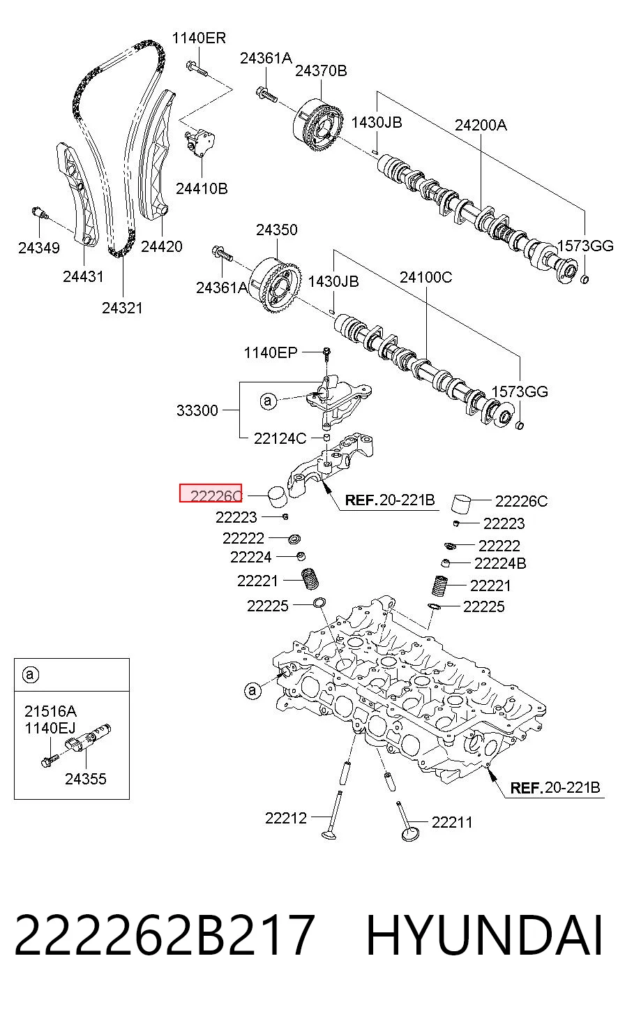 222262B217 Hyundai/Kia Taqués de motor