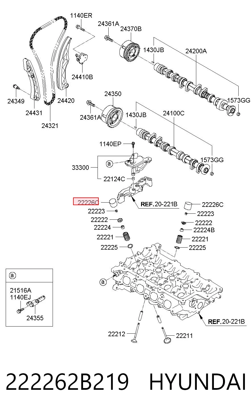 222262B219 Hyundai/Kia Taqués de motor