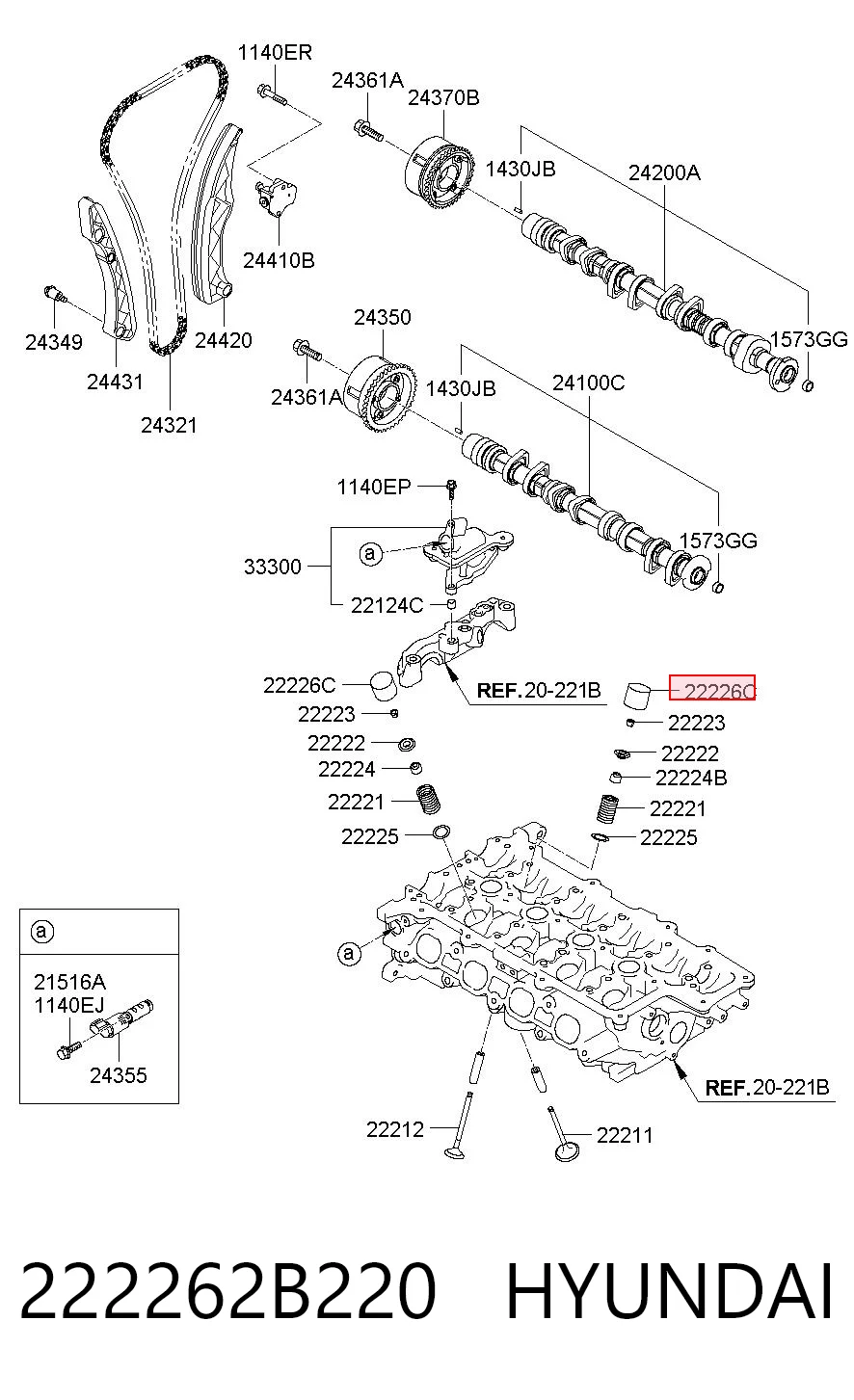 222262B220 Hyundai/Kia Taqués de motor