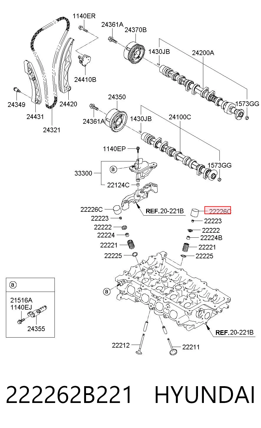 222262B221 Hyundai/Kia Taqués de motor