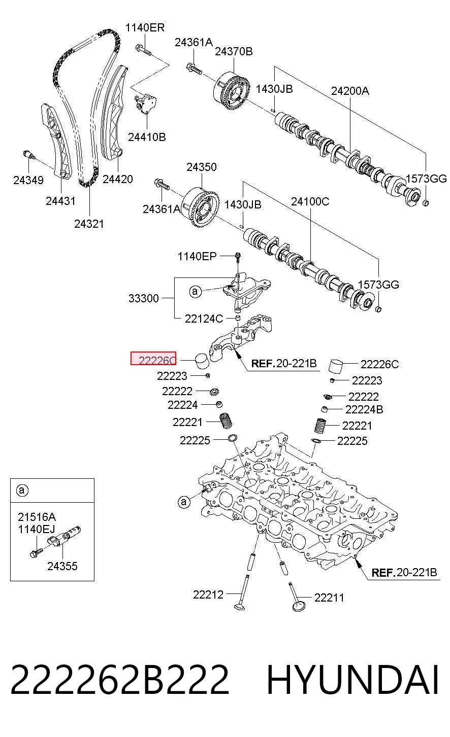 222262B222 Hyundai/Kia Taqués de motor