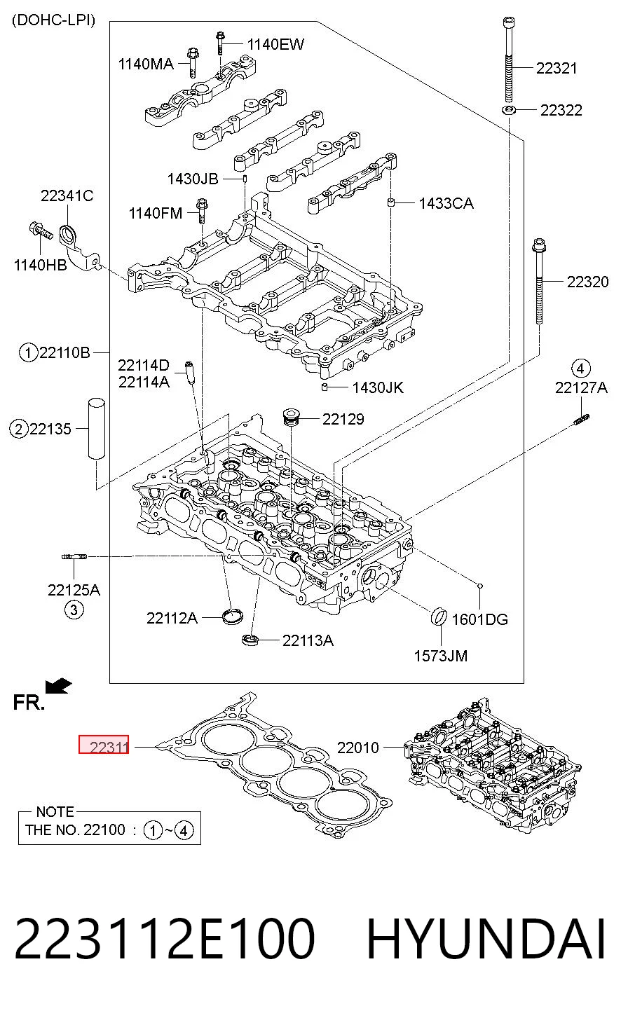223112E100 Hyundai/Kia Empaquetadura de culata